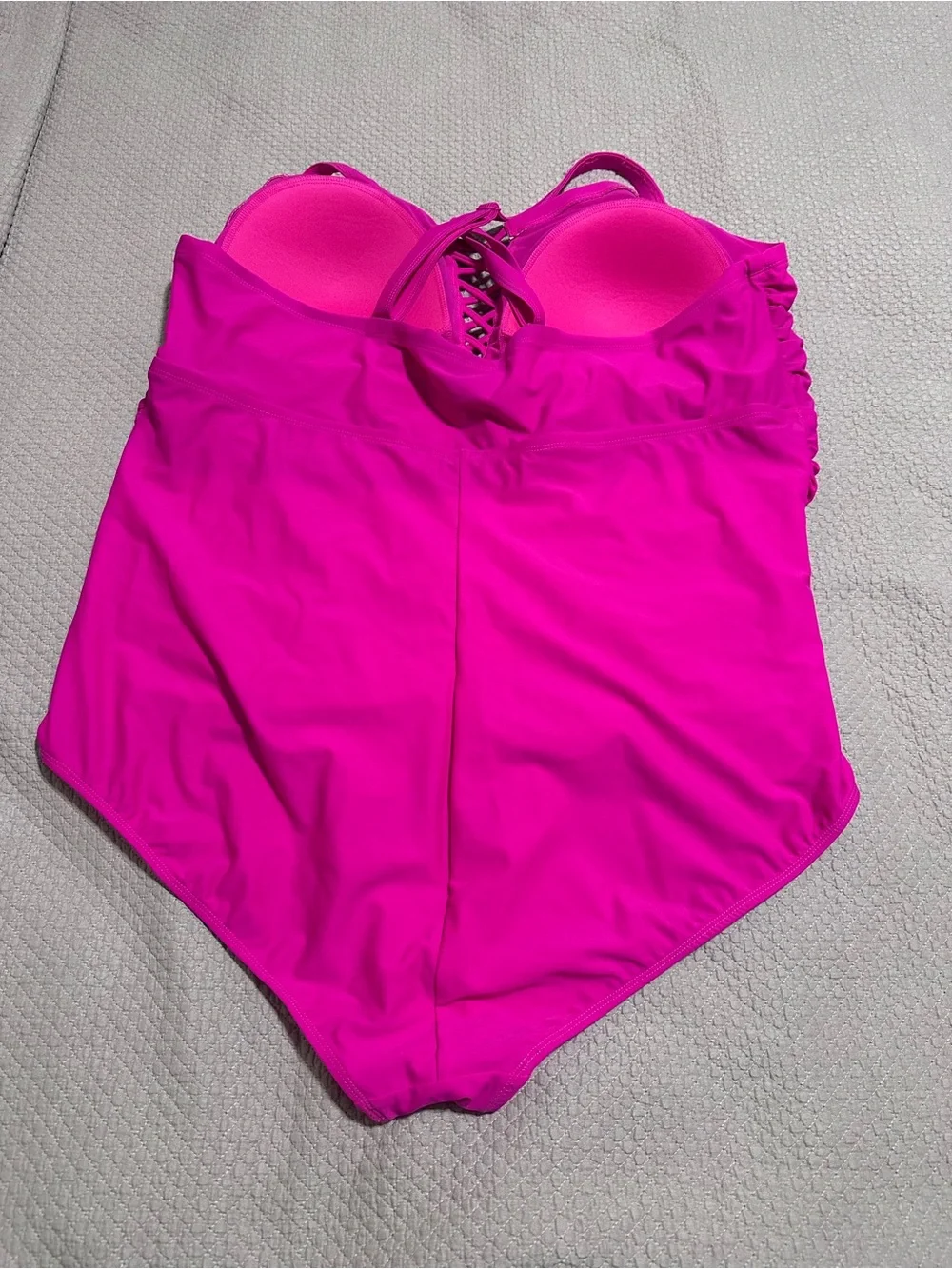 torrid Hot Pink Lace-Up One-Piece Swimsuit